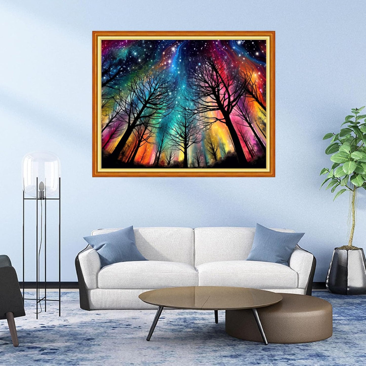 DMCVIVR Stamped Cross Stitch Kits for Adults Beginners Embroidery Kits 11CT Needlepoint Kits Cross Stitch Patterns Embroidery Patterns&Aurora Tree 16x20 inch