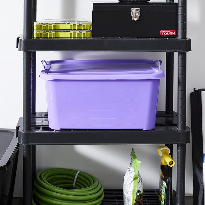 Life Story 12 Pack Light Duty Stackable Storage Bin, 55 Quart Home Organizer, Versatile Lightweight Locking Bins with Carrying Handles, Purple