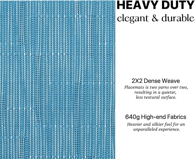 LEXMORE Placemats Set of 8 Vinyl/Plastic Woven Place Mats for Kitchen Table Indoor/Outdoor Washable Placemat Wipeable Dining Table Mats(Teal Blue)
