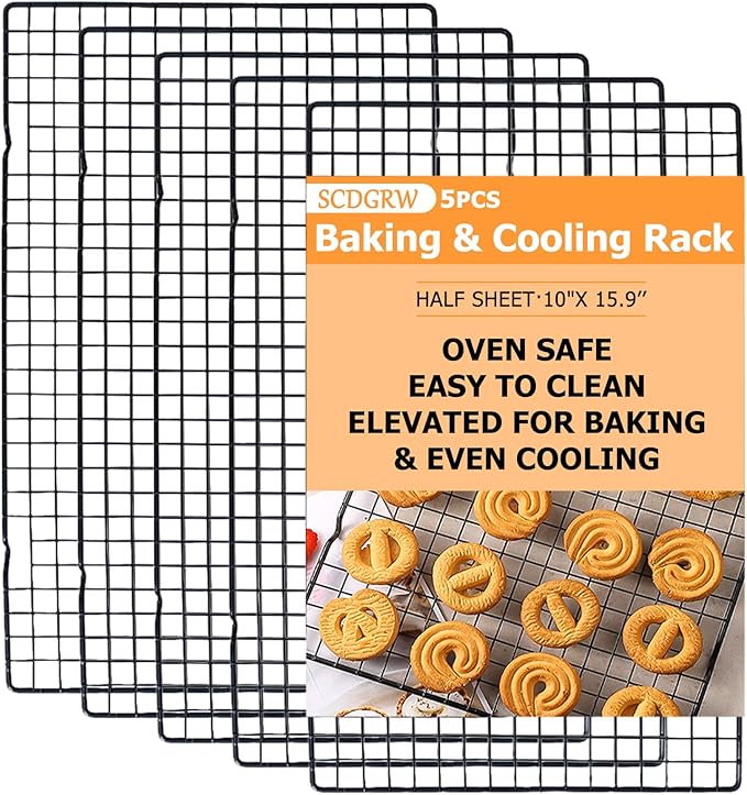 5PCS Cooling Racks for Cooking and Baking 10" x 16" Wire Rack Baking Rack, Cookie Rack, Heavy Duty Stainless Steel Wire Rack for Grilling, Roasting, Cooking, Drying