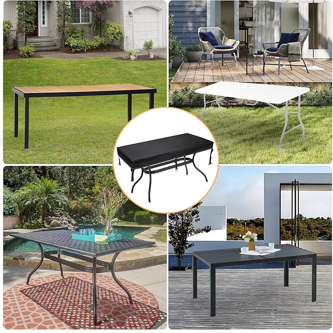 TOHONFOO Rectangular Patio Table Cover - Waterproof Anti-UV Outdoor Dining Table Cover - Outdoor Patio Furniture Cover 75" L x 40" W x 6" H