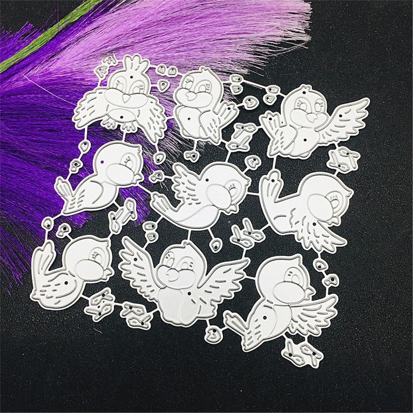 Cutting Dies Metal Stencils Scrapbooking Tools Flowers Lace Frame DIY Embossing Template for Paper Card Making Album Arts Crafts Supplies (9 Birds- 11x11cm)