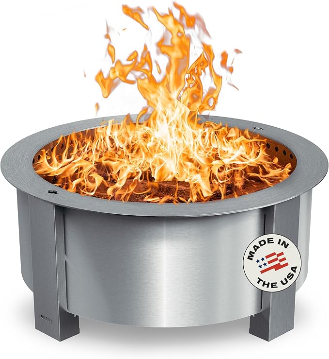 Breeo Smokeless Fire Pit (X Series 30, Stainless Steel) | 34.5 inch Smokeless Firepit for Outside | 94 Pounds | Ideal for Families, Gifts for Dad | Compatible with Wide Range of Breeo Accessories