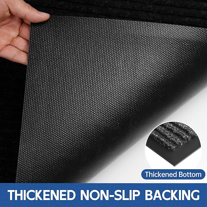Front Door Mat, 6' x 4' Heavy Duty Indoor Outdoor Door Mat Entrance, Commercial Welcome Mats, Stain and Fade Resistant, Durable Rubber Backing, Low Profile Entry Mat for Patio, Black Stripe