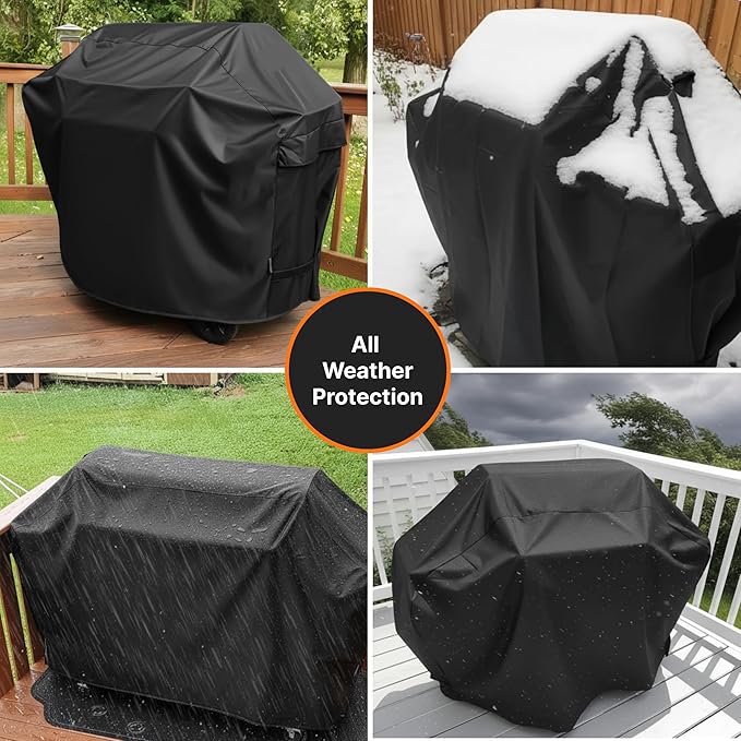 58 Inch BBQ Grill Cover, Heavy Duty Waterproof Outdoor Grill Cover, UV, Fade & Tear Resistant, Secure Fit with Straps, Fits Most Gas BBQ Grills