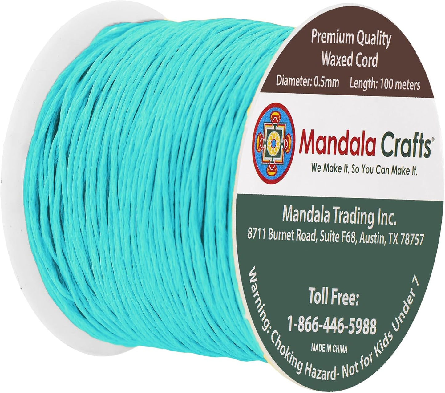 Mandala Crafts 0.5mm 109 Yards Turquoise Cotton Waxed Cord for Jewelry Making Bracelet Cord Waxed String - Beading String Thread Jewelry Cords for Necklaces String