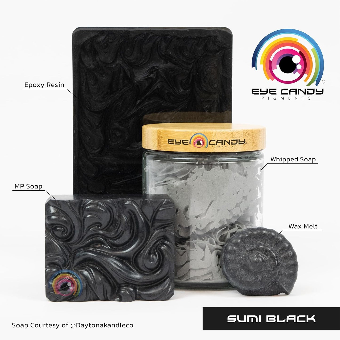 Eye Candy Pigments Premium Black Mica Powder - Sumi Black (25gr) - for Epoxy, Resin, Soap, Paint, Woodworking, Acrylic Pouring, Bath Bombs, Fishing Lures - DIY Arts and Crafts Additive