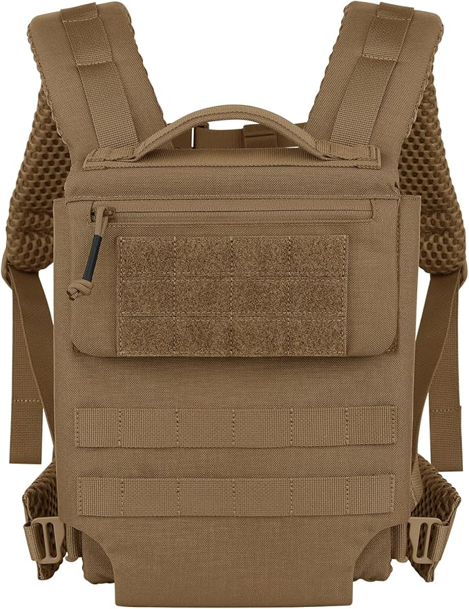 PETAC GEAR Upgraded Weighted Backpack Rucking Backpack for Weight Plates/Honeycomb Breathable fabric/Belt support/Back support platform (max 15lbs capacity)(CB)