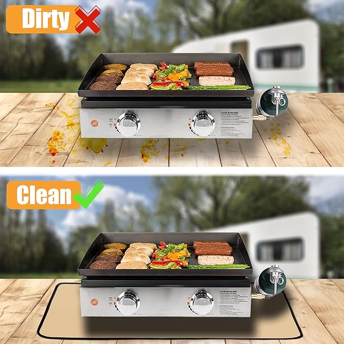 Khaki 24x36 Inchs Heat Resistant Mat for Outdoor Grill Table,Fireproof Under Blackstone Griddle BBQ Mat,Air Fryer Mat,Indoor Fireplace Mat, Protect Your Table and Outdoor Grill Table（0.04in Thickness）