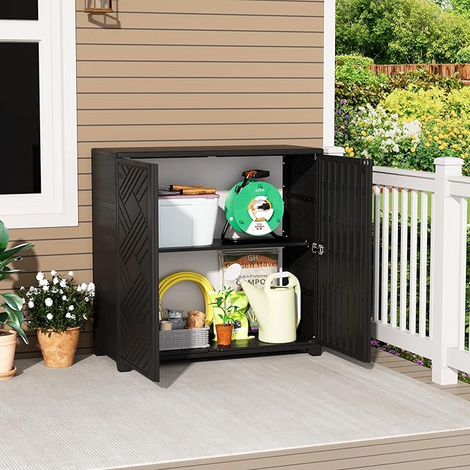 Storage Box Outdoor Caninet,Resin Indoor Storage Box Waterproof Outdoor Storage Cabinets for Patio/Garden/Backyard