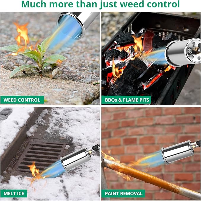 Sondiko Propane Torch Weed Burner, High Output Weed Torch Flamethrower, 30" Detachable Long Arm Heavy Duty Blow Torch For Garden, Wood, Ice, Snow, Melting(PROPANE TANK NOT INCLUDED)