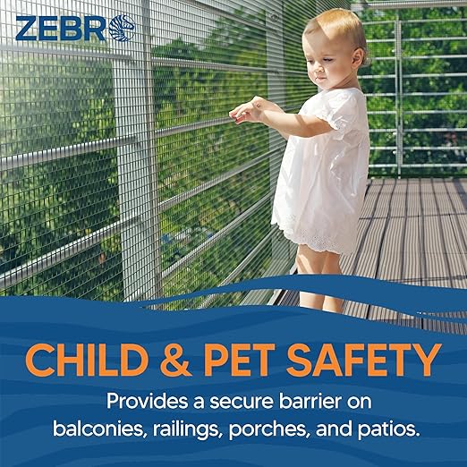 ZEBRO Plastic Hardware Mesh Screen & Fence Roll (2' x 25' Green) - Plastic Indoor or Outdoor Balcony, Patio & Porch Netting - Safety Barrier Plastic Fence to Protect Pets & Kids Around The Home