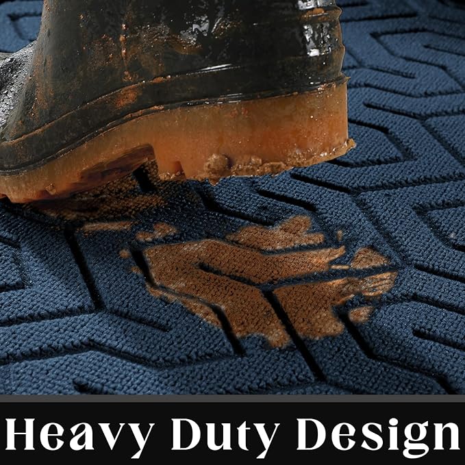 Yimobra Large Door Mat Outside Entrance 47x24, Waterproof Heavy Duty Outdoor Mats for Front Door, Non Slip Rubber Entry Mat for Garage Patio Indoor, Easy Clean, Blue