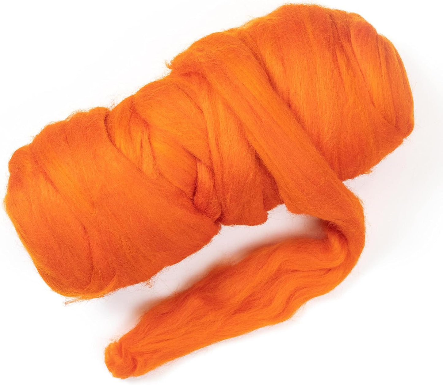 Colored Natural Wool roving Chunky Thick 1 lb. Best Wool for Needle Felting, Wet Felting, handcrafts and Spinning Yarn. (Orange, 1 lb)