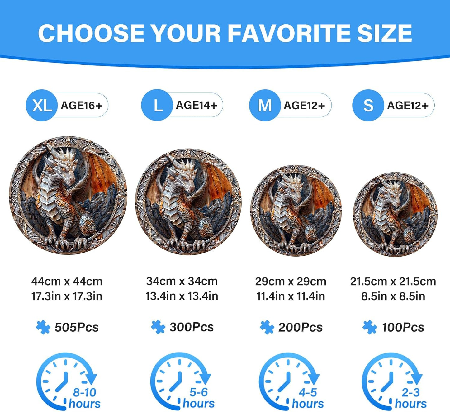 Wooden Puzzles for Adults, Cave Dragon Puzzles, Wooden Flat Puzzles with 3D Visual Effect, Birthday Gifts for Women Men (XL-17.3 * 17.3in 505pcs)