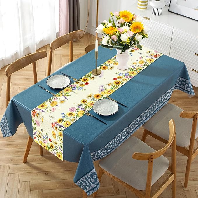 Tulip Lavender Spring Table Runner, Summer Seasonal Holiday Anniversary Kitchen Table Decorations, Indoor Outdoor Home Party Decor (Colorful Sunflowers, 13×72 Inches)