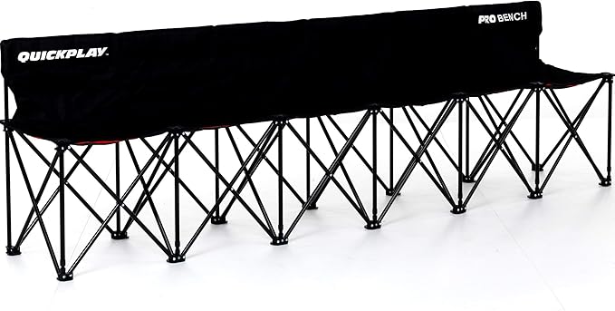 QUICKPLAY PRO Portable Folding Bench – Available in 4, 6, and 9 Seats & 6-Seat Shelter | Heavy-Duty, Fast Set-Up Seating for Sports, Camping, and Outdoor Activities
