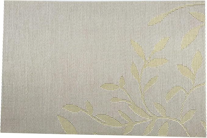 Gugrida Place Mats PVC Set of 6, Table Placemats Set of 6 PVC Washable Woven Vinyl Place Mats Heat Insulation Top Meal Mat Table Mats Natural Color (6 pcs, Yellow Leaves), Large