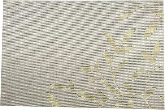 Gugrida Place Mats PVC Set of 6, Table Placemats Set of 6 PVC Washable Woven Vinyl Place Mats Heat Insulation Top Meal Mat Table Mats Natural Color (6 pcs, Yellow Leaves), Large
