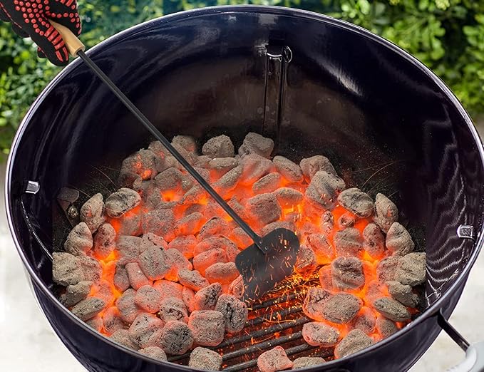 Onlyfire BBQ Charcoal Rake, 21 Inch Charcoal Ash Tool for Grill Ash Removal, Heavy Duty Heat-Resistant Wood Handle Fire Pit Grill Ash Removal Rake for BBQ, Smokers, Pizza Oven & Kamado Grills