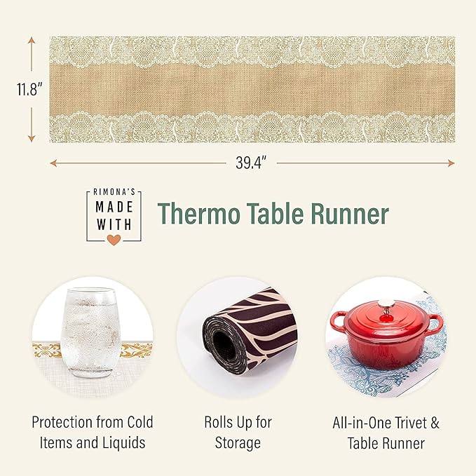 RIMONA'S Thermo Heat Resistant Table Runner - American Flag Bar Mat Trivet for Hot Dishes and Drinks, Protect Tables, Countertops, Waterproof Man Cave Decor, Home Bar Accessories - 40" Proud American