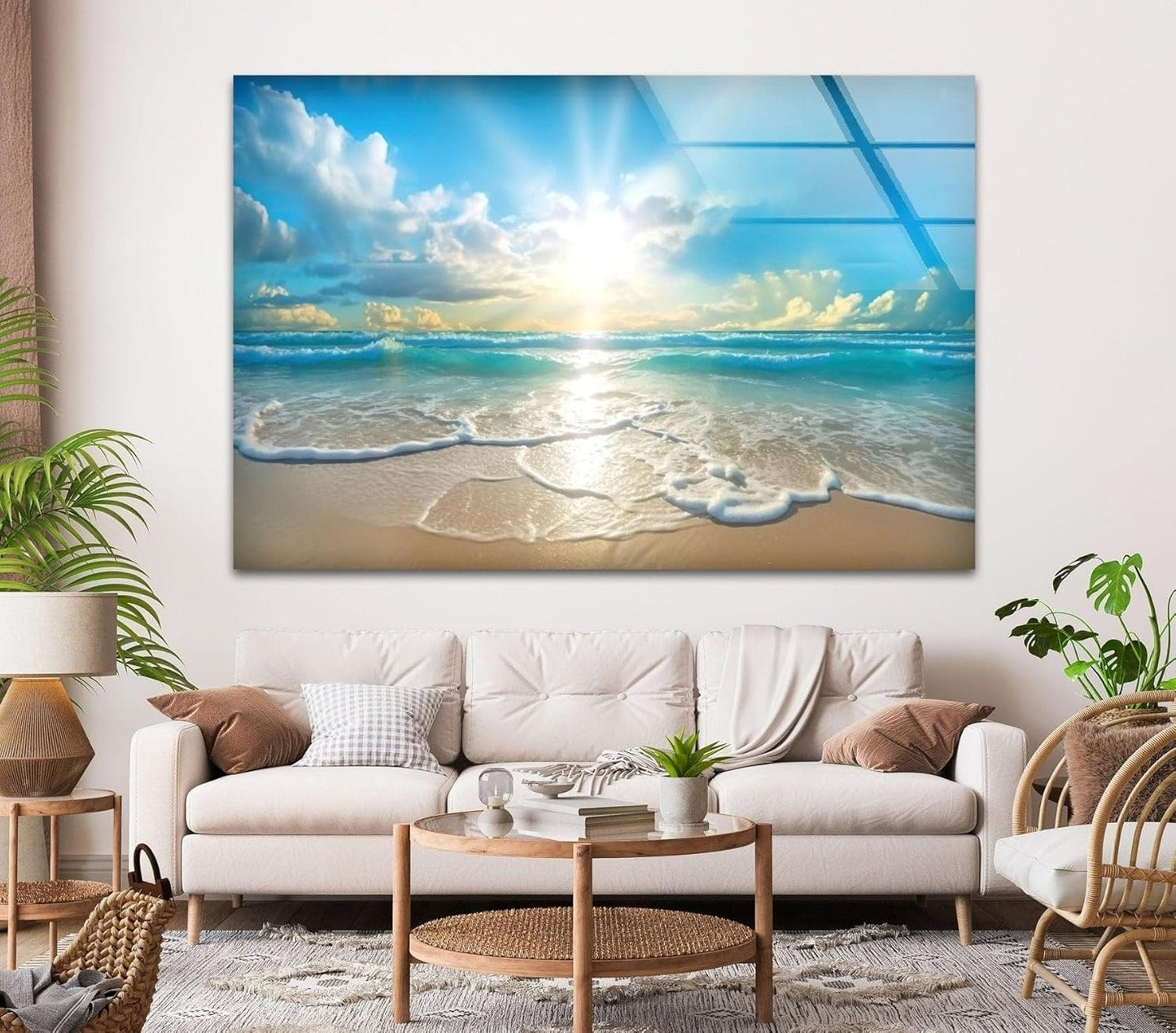 My Photostation.com Round 24'' Beautiful Sunset & Ocean Glass Wall ArtTempered Glass Printing Wall Decor Large Wall Art Wall Hangings