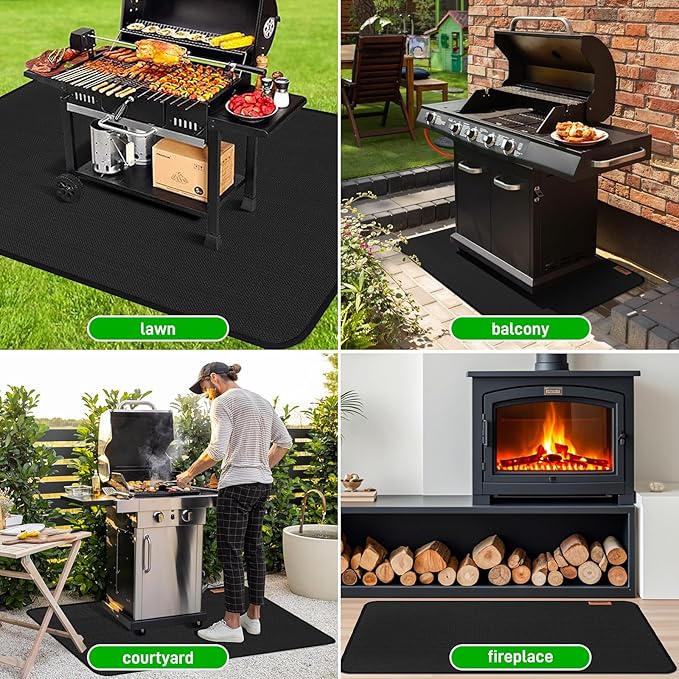 MODIGT 60"×48" Under Grill Mat for Outdoor Grill,Double-Side Fireproof & Heat-Resistant Outdoor Grill Mat,Protective Mat for Patio,Courtyard,Tabletop