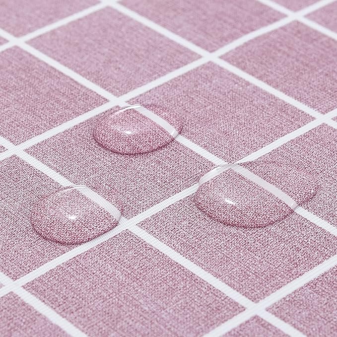 Romanstile Rectangle Vinyl Tablecloth, 100% Waterproof Oil-Proof Checkered Plastic Table Cloth, Heavy Duty Wipeable Table Covers for Dining, Camping, Picnic, Outdoor - 60 x 102 Inch, Pink