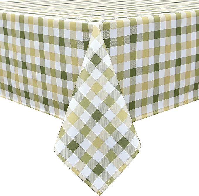 Waterproof Plaid Tablecloth Fabric - Oblong 52x70 Inch Classic Buffalo Tartan Table Cloth for Indoor/Outdoor Use - Washable Table Cover for Dinner, BBQs, and Parties
