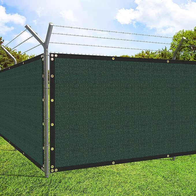 ECOOPTS Privacy Fence Screen Windscreen with Copper Grommets, Fit for Commercial Fence and Residential Garden Outdoor 90% UV Blockage, Cable Zip Ties Included (8'x50', Green)