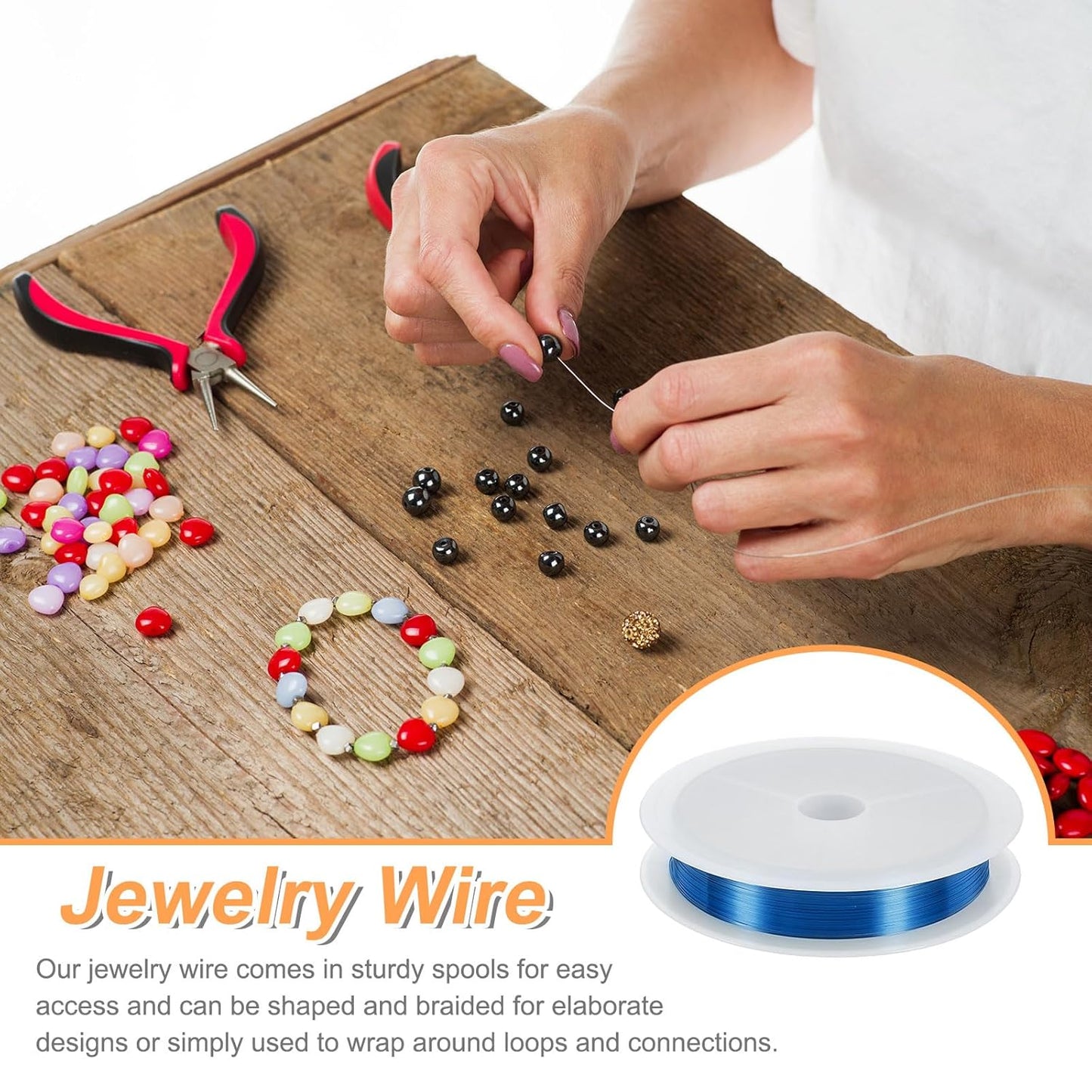 HARFINGTON 82ft Jewelry Wire, 32 Gauge (0.2mm) Brass Craft Soft Metal Tarnish Resistant Copper Beading Wire for Jewelry Making Supplies Crafting, Blue