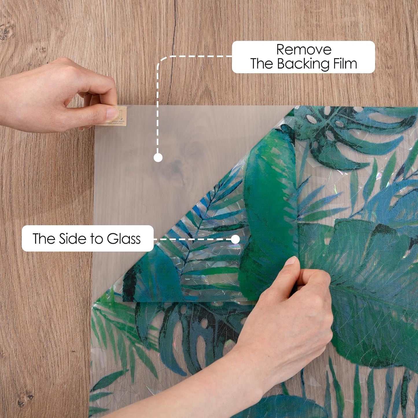 DKTIE Nature Pattern Rainbow Window Film Decorative Stained Glass Window Film Static Cling Films Easy Apply Removable Comes with Tools (U560-rainbow, 17.7" x 78.7")