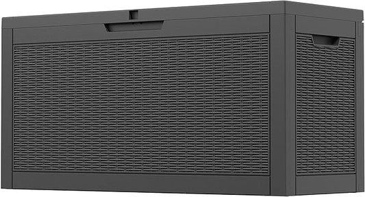 Outdoor Storage Box, 60 Gallon Outside Deck Box Waterproof,Resin Outdoor Storage Cabinet With Lockable Lid,Backyard Storage Bench For Garden Tools,Patio Cushions, Pool Tools, Package Delivery