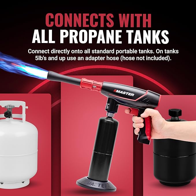 MASTER APPLIANCE VMAX-550 2-in-1 Propane Torch - High Powered Grill Gun & Fire Pit Starter - Self-Igniting Flame for BBQ's, Charcoal, Campfires & Sous Vide - Pro Grade Design, Engineered in USA