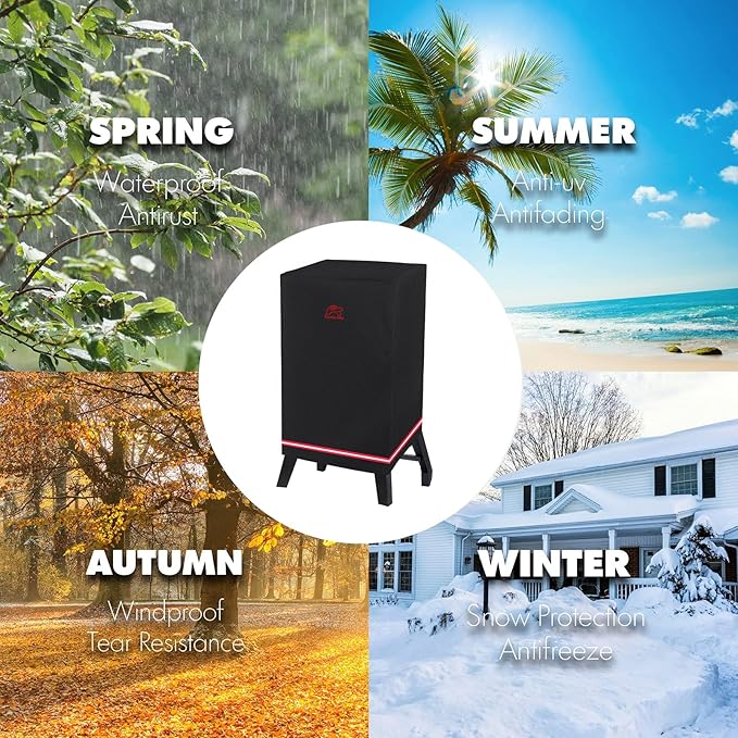 Turtle Life 40 Inch Smoker Cover for Masterbuilt ThermoTemp XL Propane Smoker, Waterproof Heavy Duty Outdoor Smoker Grill Cover 28”W x 23”D x 42”H inch, Black