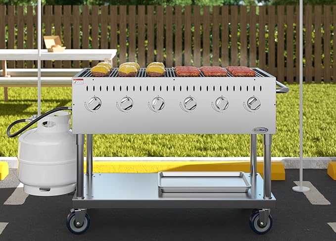 48 in. Commercial Mobile Outdoor Grill Stainless Steel, ETL Listed in Stainless-Steel (KM-CGM-48)