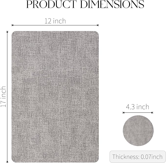 MOSAYT Placemats Set of 8, Heat Resistant Vinyl Place Mats with Coasters, Wipeable Washable 100% Waterproof Oil Proof Faux Leather Table Mats for Kitchen Dining Party Outdoor, 12" x 17", Light Grey