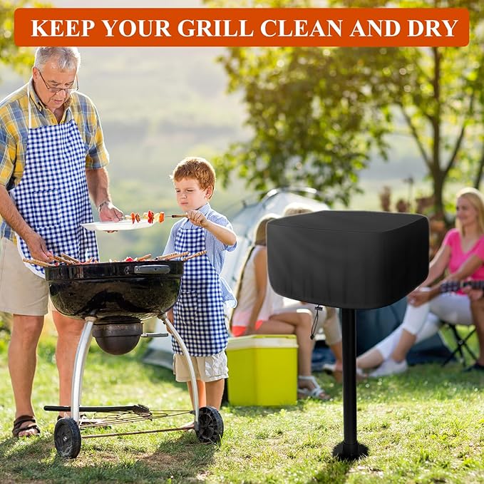 Grill Cover for Park Style Grill, Rectangular Table Top BBQ Grill Cover, Waterproof Oxford Fabric, Compatiable with Grill Within 24.4''×23.6''×19.7''