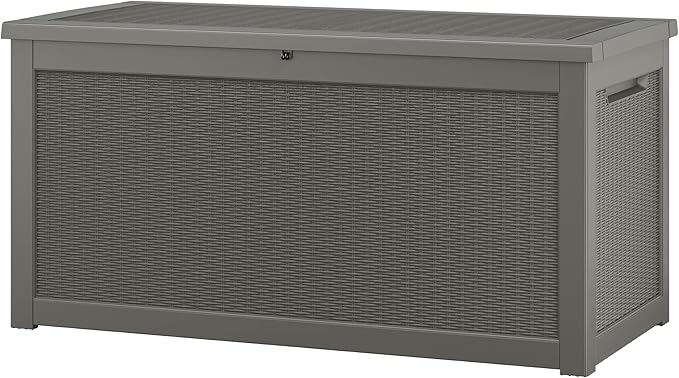 NUNU LAB 300 Gallon Outdoor Storage Box,Resin Large Sturdy Deck Box, Backyard Outside Storage Box Waterproof with Double Wall Panels,Package Delivery Garden Outdoor Hose Storage Bin
