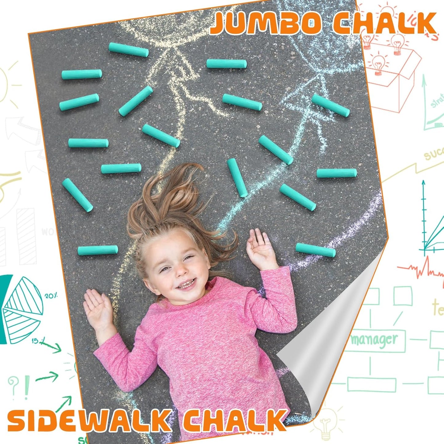 40 Pcs Sidewalk Chalks for Kids Non Toxic Jumbo Chalk for Party Gift Outdoor Art Classroom Play Painting (Green)