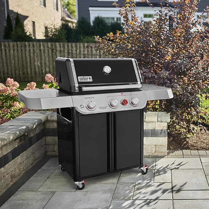 Weber Genesis E-325 Natural Gas Grill for Outdoor Cooking, 3 Burners, Black