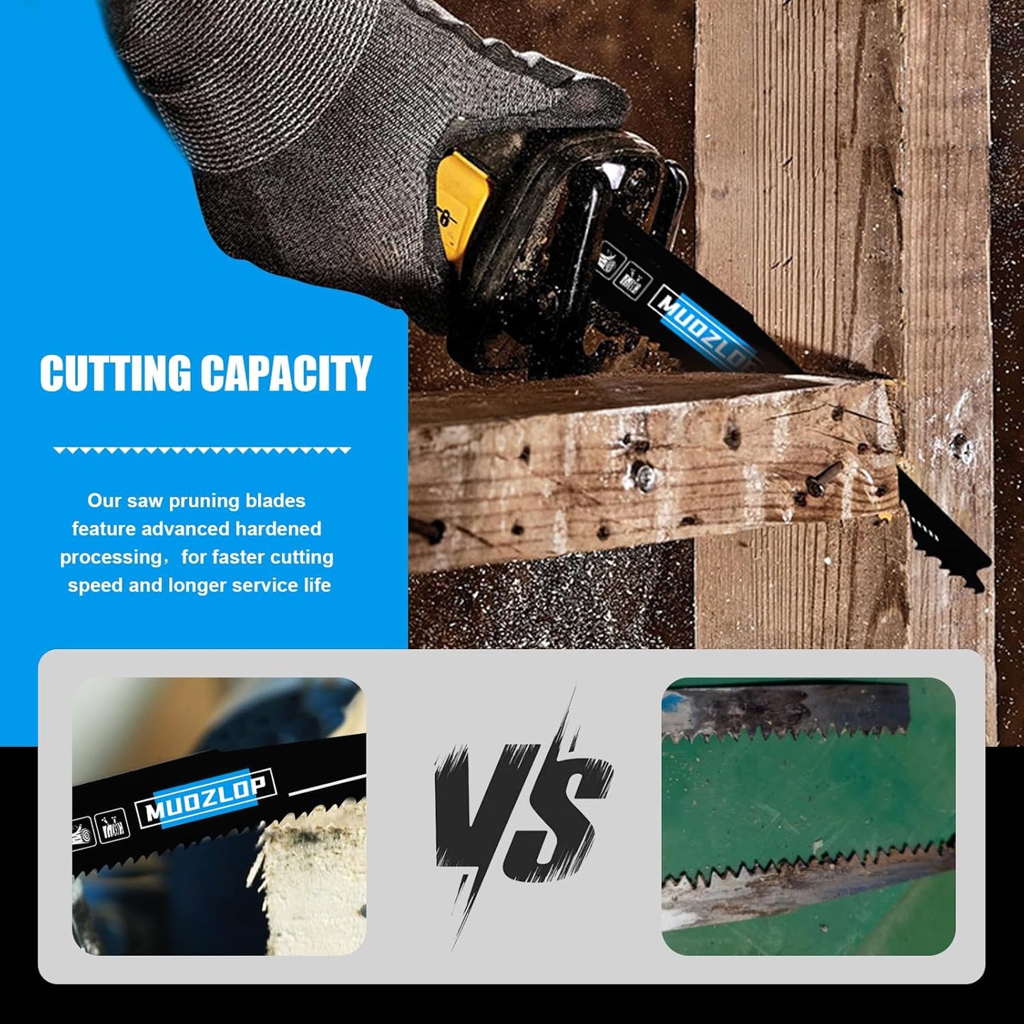 10 Pack 6inch Reciprocating Saw Blades Set,6/12TPI High Carbon Saw Blades,Woodcutting Saw Blades with Organizer Case (10, 6/12TPI/150mm)