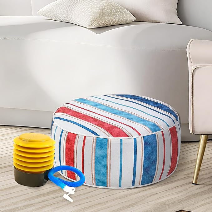 UPWELL Waterproof Inflatable Outdoor Ottoman Pouf,Portable Patio Footrest, Durable & Stylish, Perfect for Garden, Pool, Camping & Home Use - D20 xH9（LeisureLift）