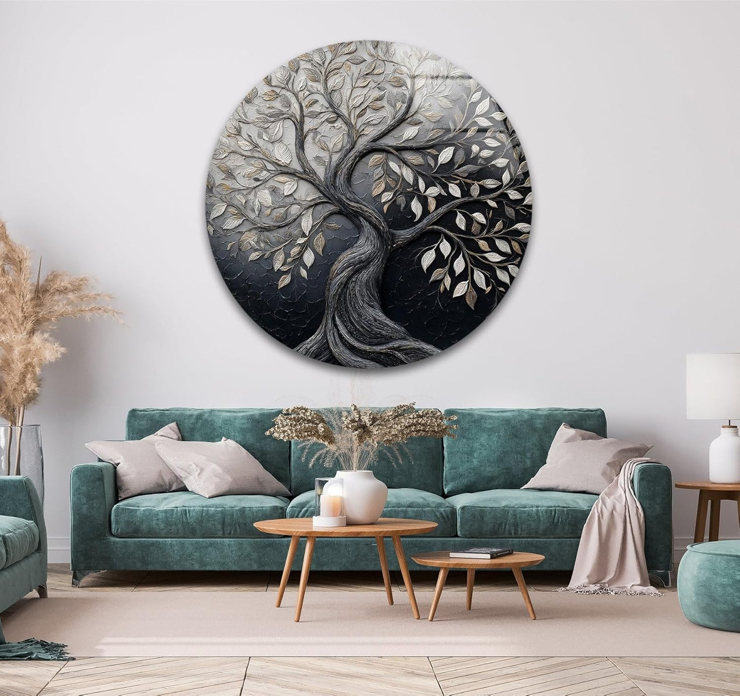 My Photostation.com 39,4''(100cm) Diameter Twilight Tree of Life Round Glass Wall Art Tempered Glass Printing Wall Decor Large Wall Art Wall Hangings