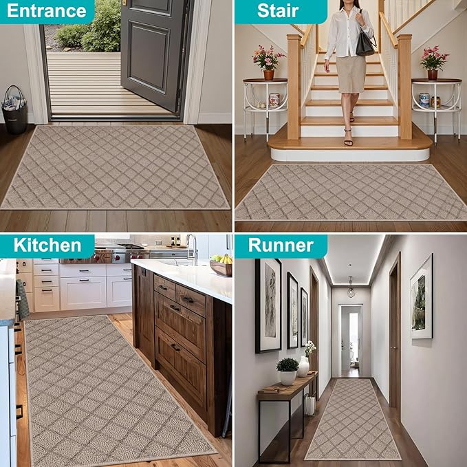 Azadx 2'x3' Front Entryway Door Mat Non Slip Indoor Door mats Washable Entry Mats Welcome Doormat Dirt Trapper for House Entry Low Profile Doormat Indoor Entrance Mat