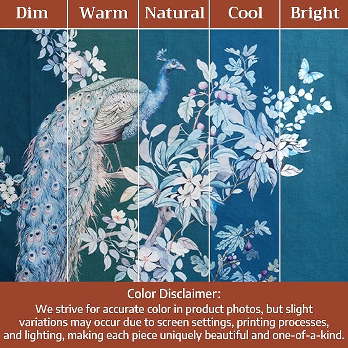 Maison d' Hermine Premium Table Cloth Rectangle Table 100% Combed Cotton 108 x 70 Inches Tablecloth Reusable Decorative for Dining Room, Farmhouse, Party, Festive & Wedding - Peacock Utopia - Deep Sea