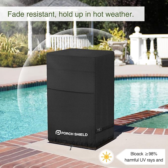 Porch Shield Fade Resistant Square Patio Fire Column Cover 21 inch Waterproof Outdoor Tall Fire Pit Cover