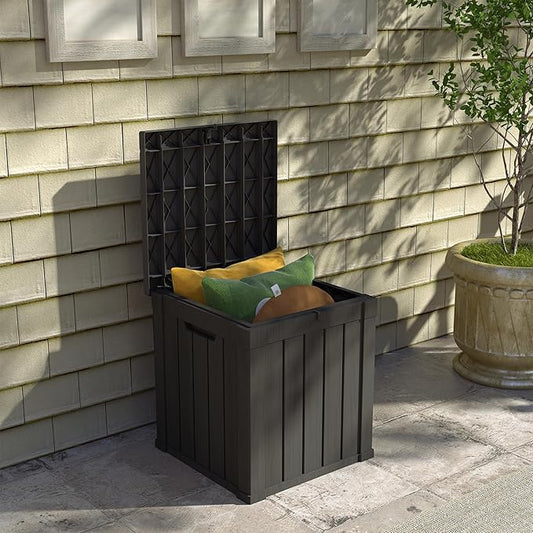80 Gallon Outdoor Storage Box Waterproof, Resin Deck Boxes with Lockable Lid & UV-Resistant for Patio, Pool, Garden Furniture Cushions & Accessories, Black
