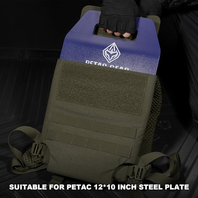 PETAC GEAR Upgraded Weighted Backpack Rucking Backpack for Weight Plates/Honeycomb Breathable fabric/Belt support/Back support platform (max 15lbs capacity) (RG)