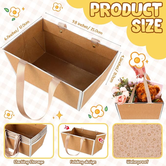 Pinkunn 48 Pcs Basket for Gifts Empty DIY Bulk Party Gift Basket Kit with Handles Market Trays for Packages Wrapping Wedding Party Anniversary Display(Brown, Silver,Classic)